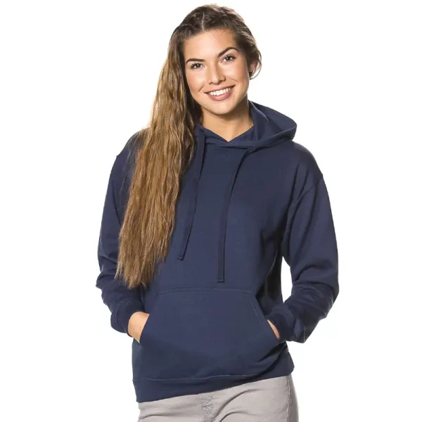 hoodie navy blå - Lækker kvalitet forfra