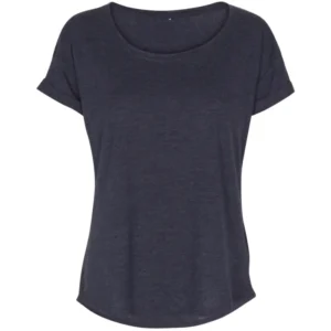 Loose fit T-shirts med rund hals i Heather Blue, til kvinder.