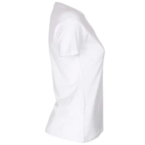 Økologiske formsyet T-shirts med rund hals i hvid, til kvinder. - siden til